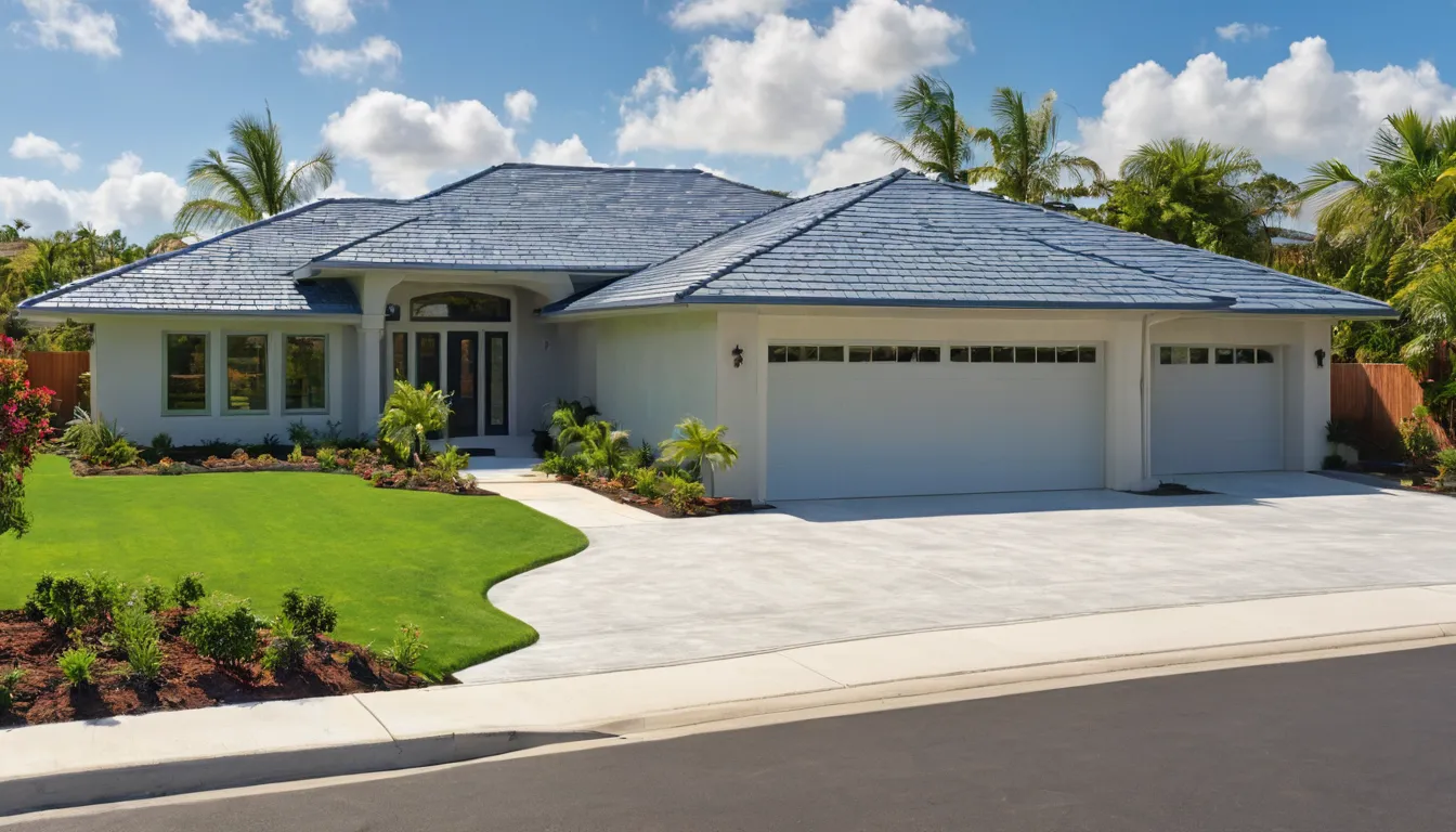 A freshly poured concrete driveway outside a single-story home in Temple Terrace